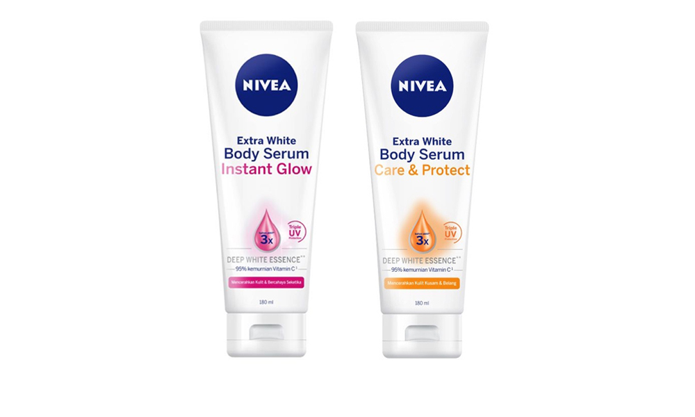 Perbedaan Nivea Kuning dan Pink: Extra Bright Body Serum Care & Protect VS Instant Glow