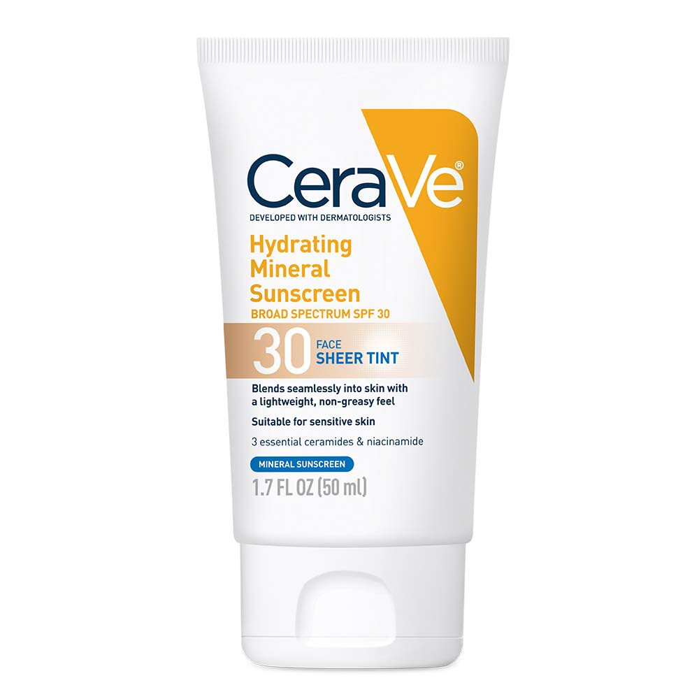 CeraVe Hydrating Mineral Sunscreen Broad Spectrum SPF 30 Face Sheer Tint | Review Marsha Beauty
