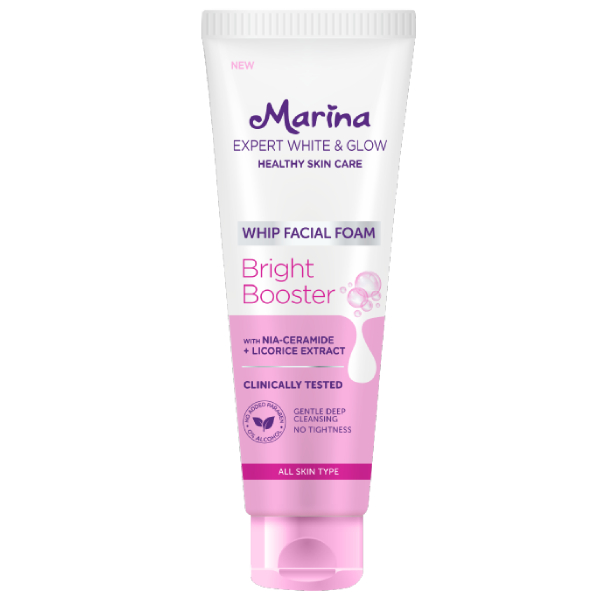 Marina Expert White & Glow Whip Facial Foam – Bright Booster | Review Marsha Beauty
