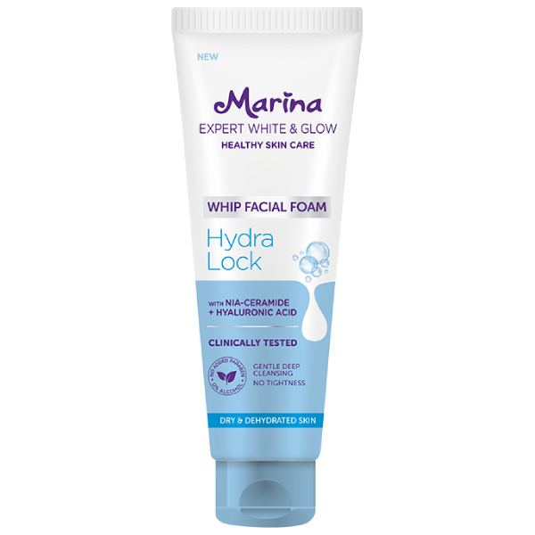 Marina Expert White & Glow Whip Facial Foam – Hydra Lock | Review Marsha Beauty