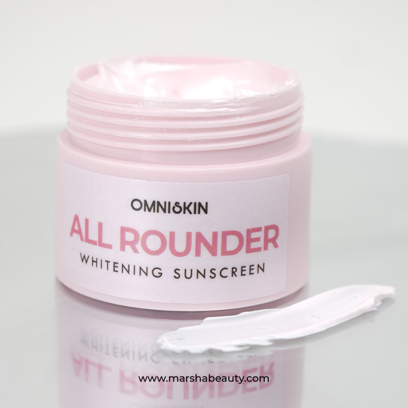Omniskin All Rounder Whitening Sunscreen | Review Marsha Beauty
